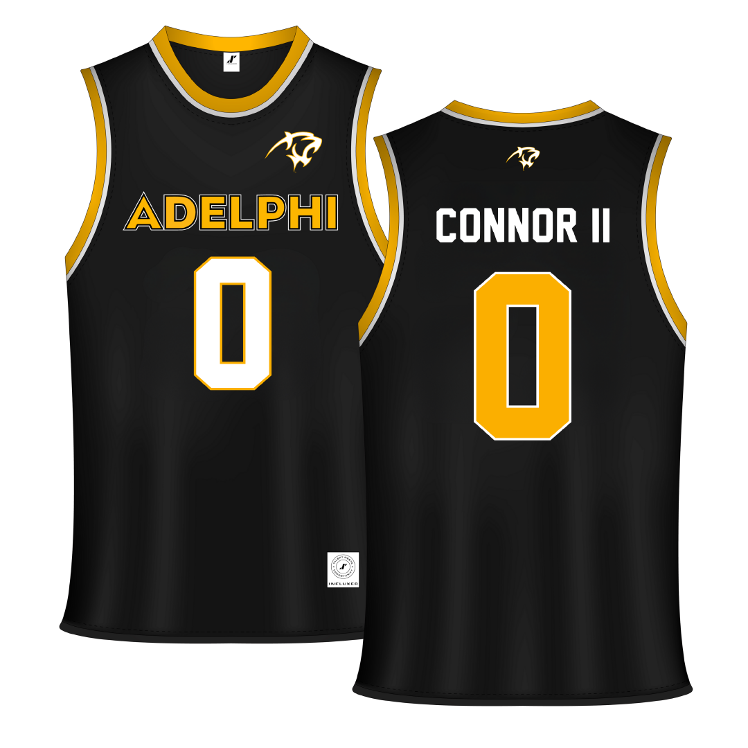 Adelphi University Black Basketball Jersey - #0 Al-Fatir Connor II