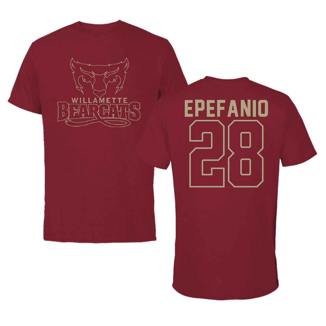 Willamette University Football Cardinal Tee - #28 Tyler Epefanio