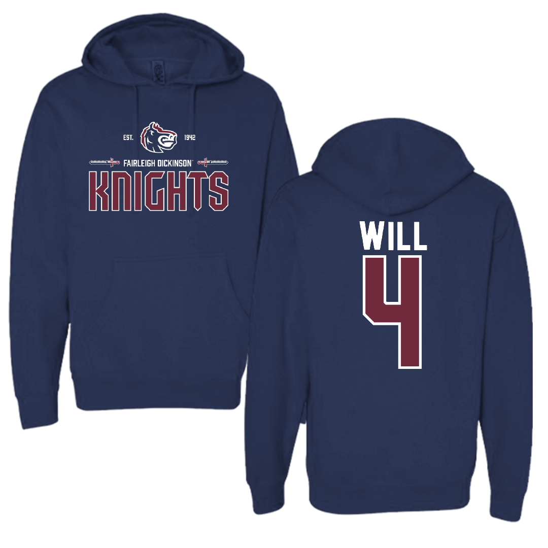 Fairleigh Dickinson University-Metropolitan Campus Baseball Navy General Hoodie - #4 Zack Will
