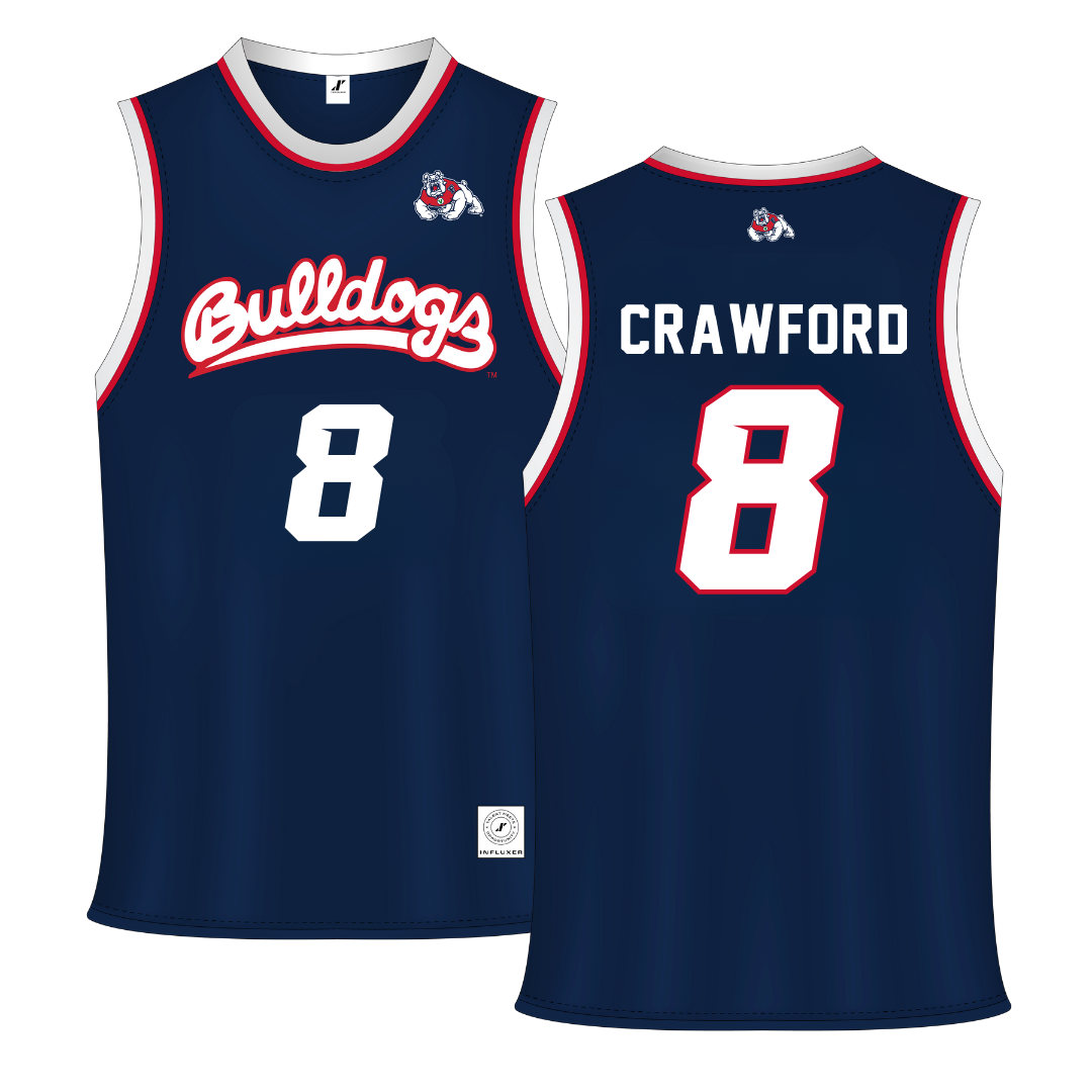 Fresno State University Navy Basketball Jersey - #8 Alex Crawford