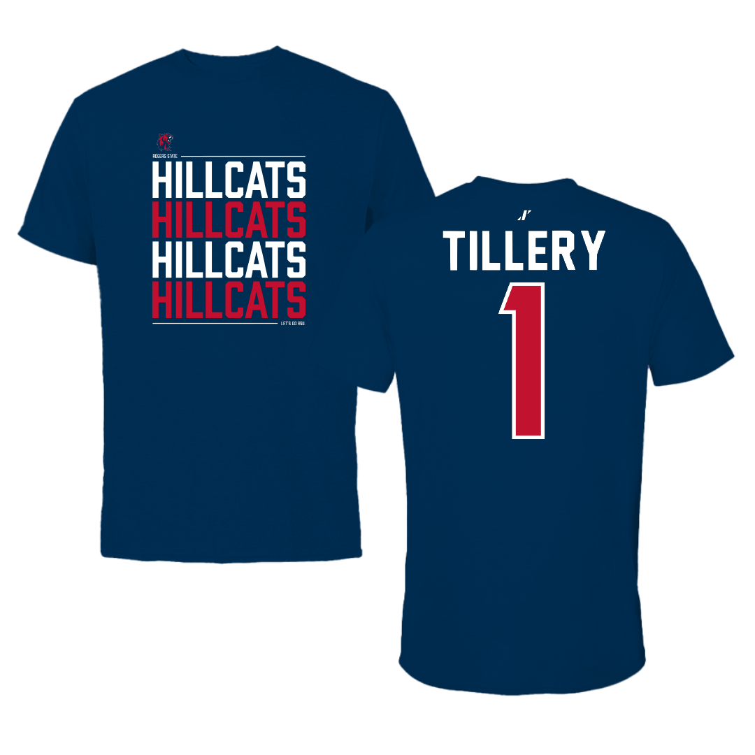 Rogers State University Basketball Navy General Performance Tee - #1 Bryce Tillery
