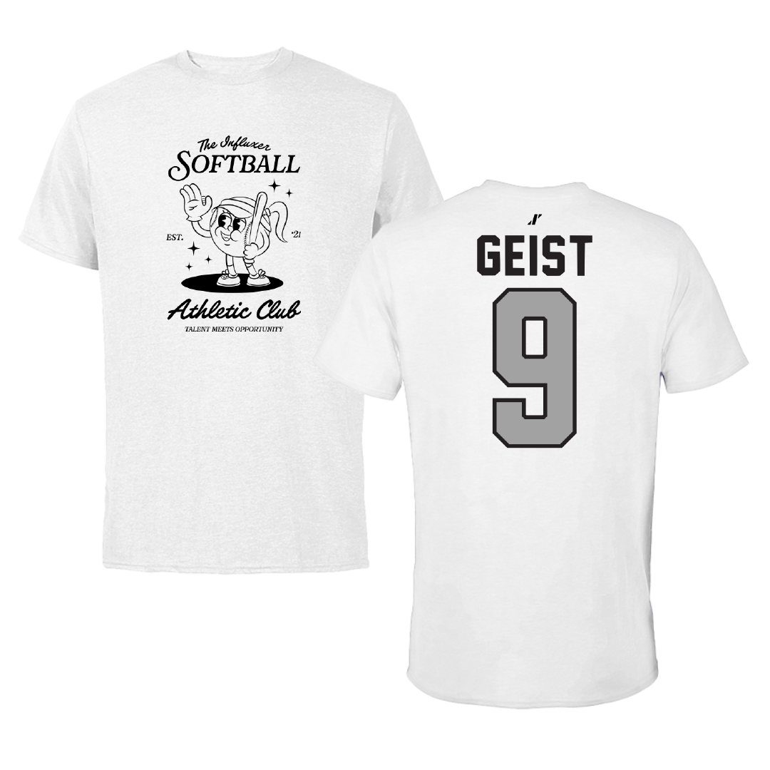 Softball White Influxer Athletic Club Tee - #9 Jaiden Geist