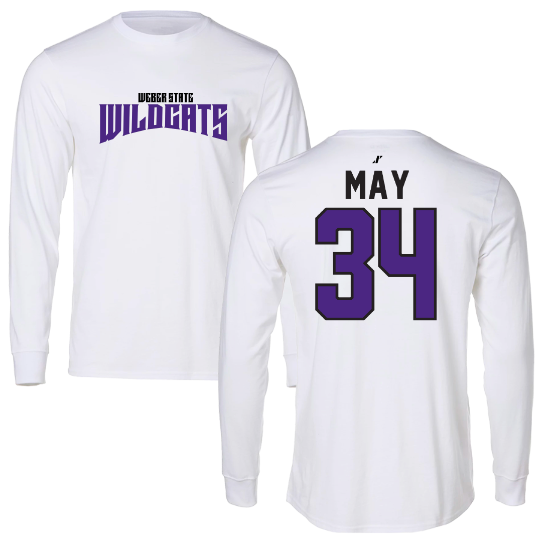 Weber State University Football White Classic Long Sleeve - #34 Colter May
