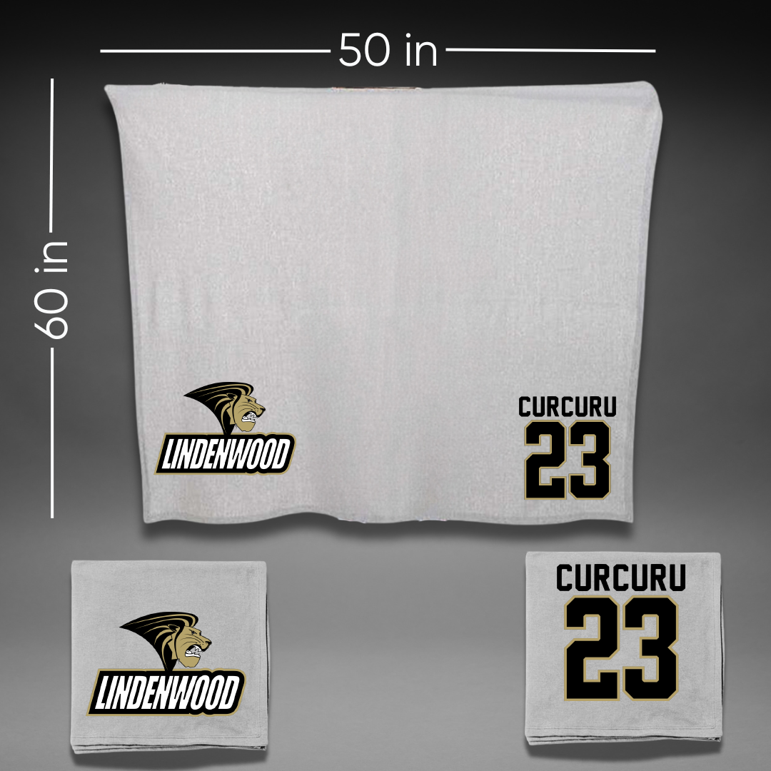 Lindenwood University Volleyball Gray Blanket - #23 Aidan Curcuru