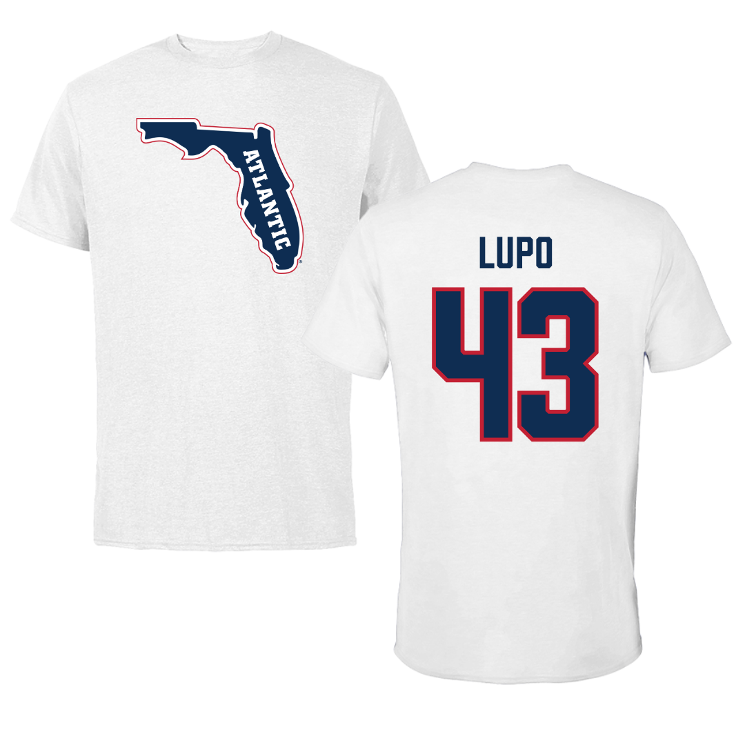 Florida Atlantic University Football White Performance Tee - #43 Logan Lupo