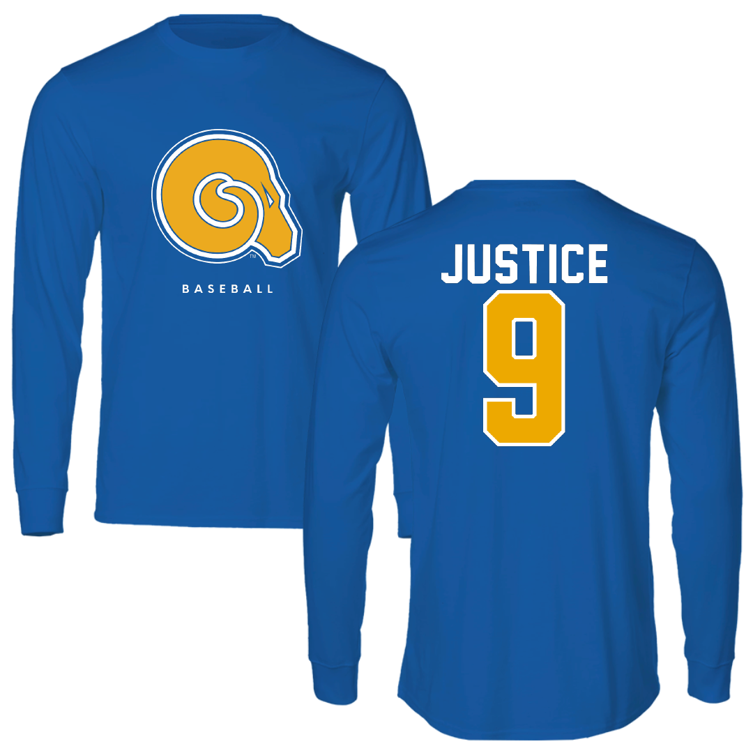 Albany State University Baseball Blue Long Sleeve - #9 Trent Justice