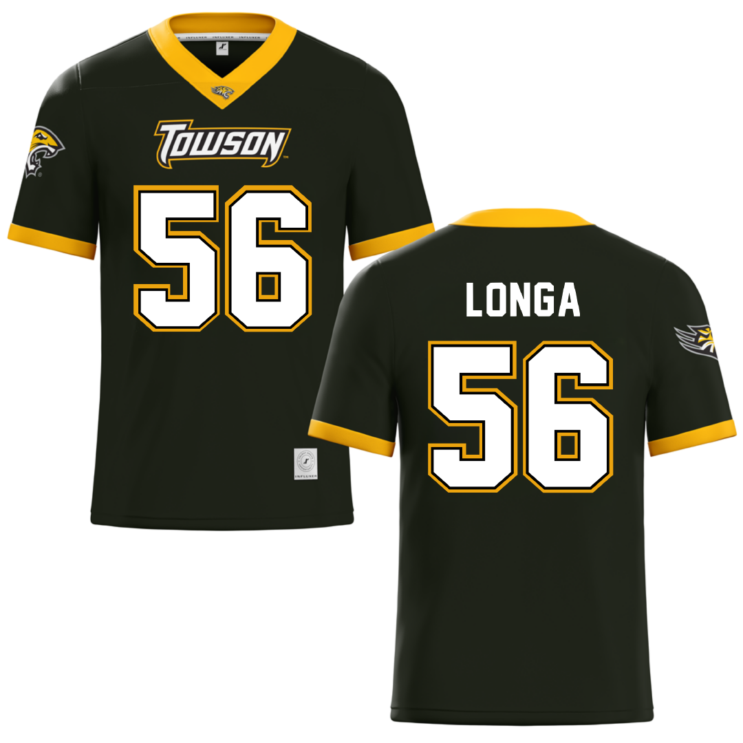 Towson University Black Football Jersey - #56 Matthieu Longa