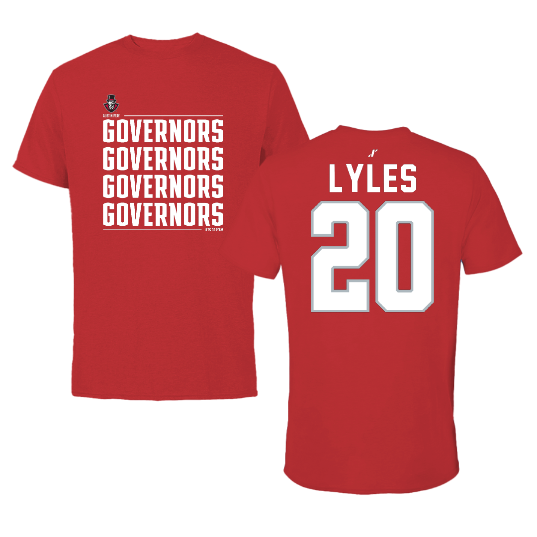 Austin Peay State University Football Red General Performance Tee - #20 Jaden Lyles