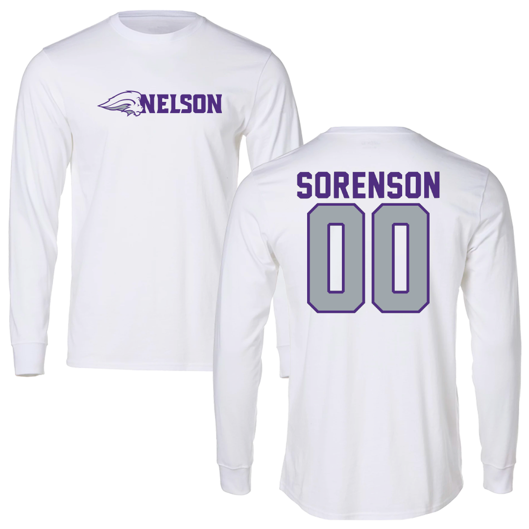 Nelson University Soccer White Performance Long Sleeve - #00 Tanner Sorenson
