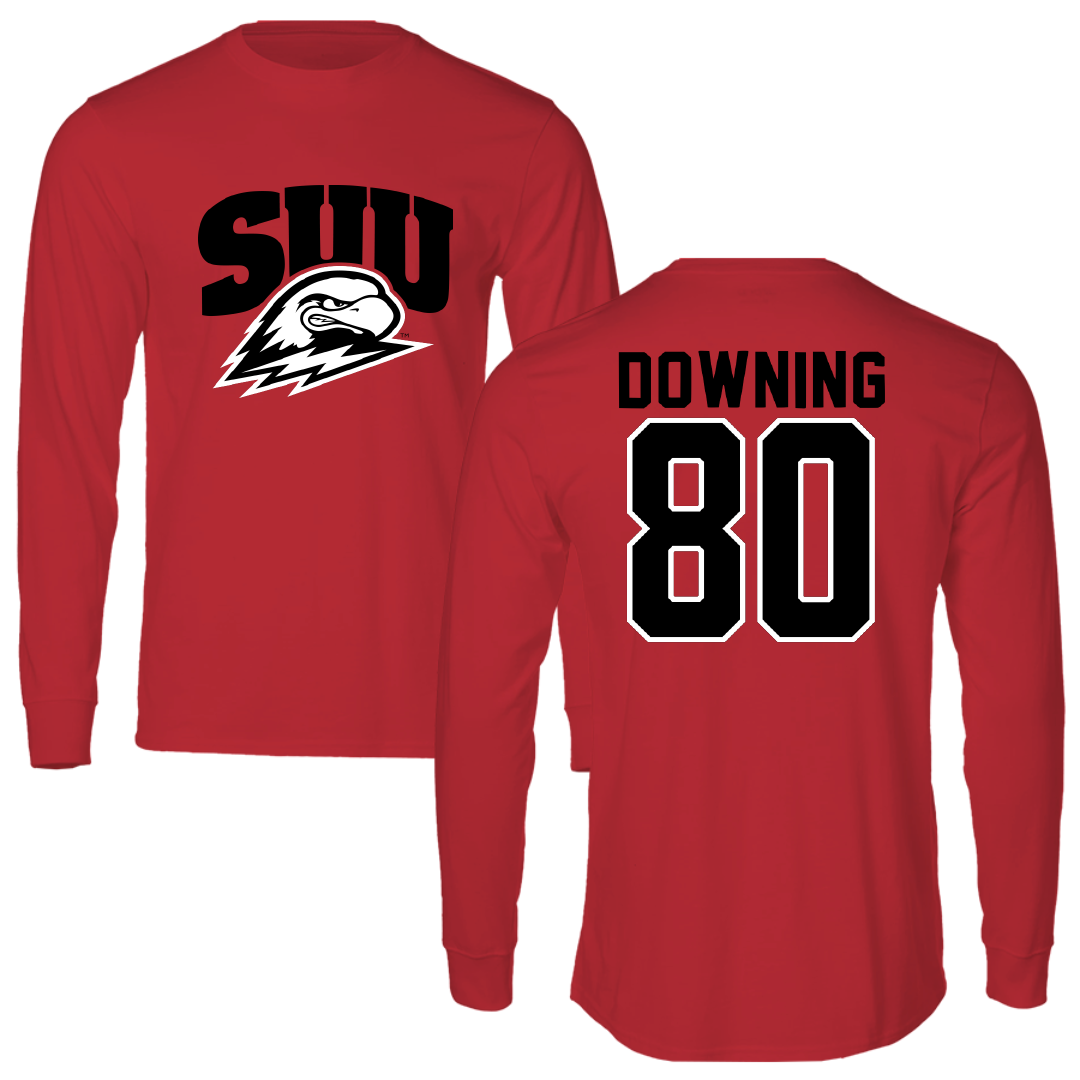Southern Utah University Football Red Performance Long Sleeve - #80 Devin Downing