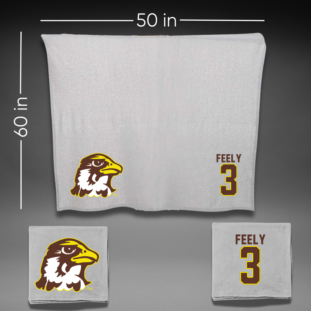 Quincy University Volleyball Gray Blanket - #3 Dylan Feely