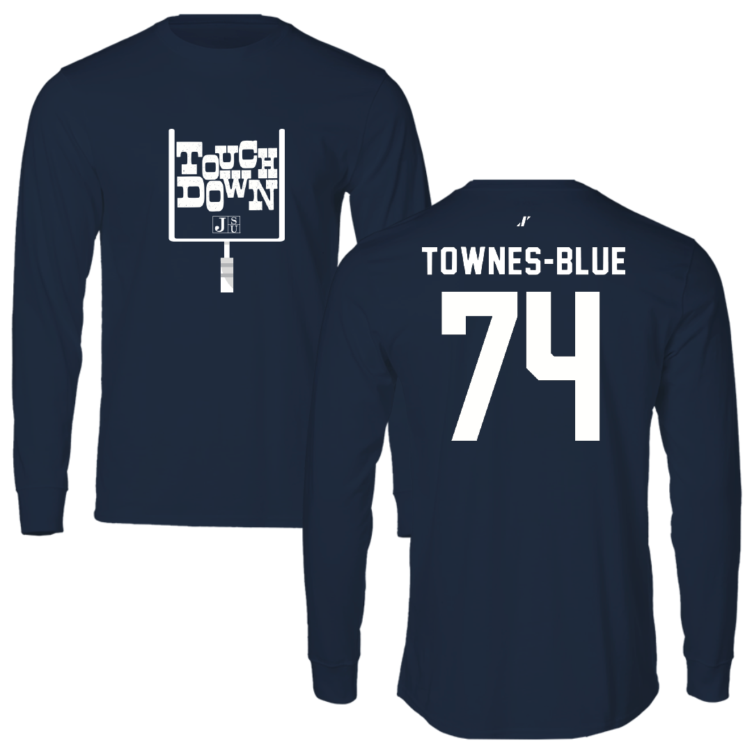 Jackson State University Football Navy Touchdown Performance Long Sleeve - #74 D’Andre Townes-Blue