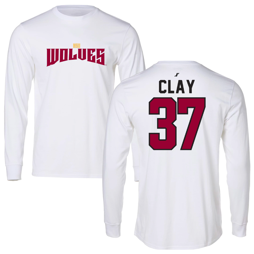 Northern State University Football White Classic Long Sleeve - #37 Blake Clay