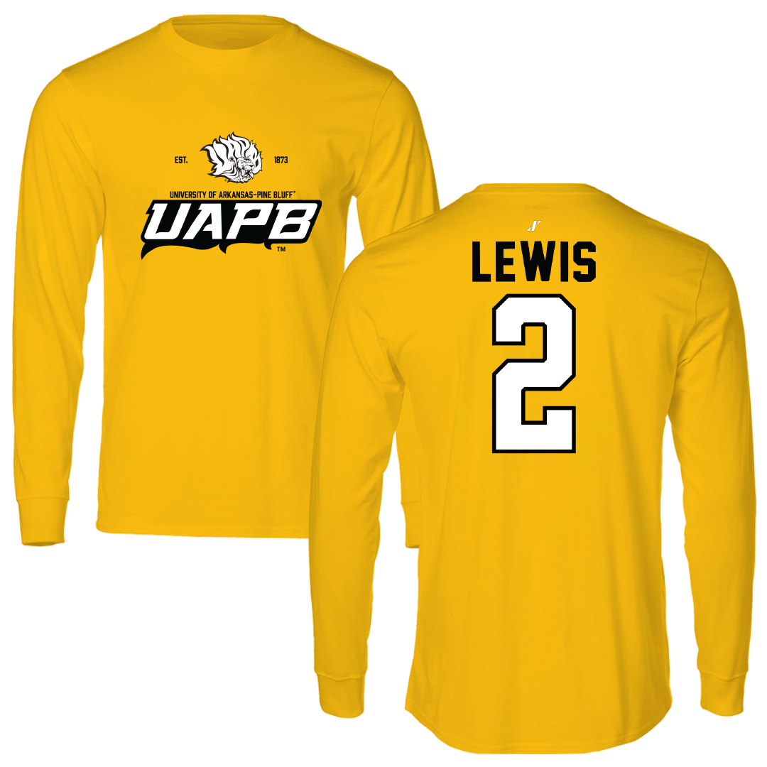 University of Arkansas-Pine Bluff Football Gold General Performance Long Sleeve - #2 Kenji Lewis