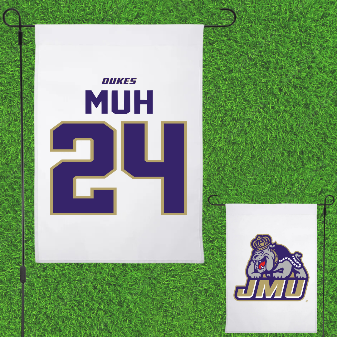 James Madison University Softball White Garden Flag - #24 Rebecca Muh
