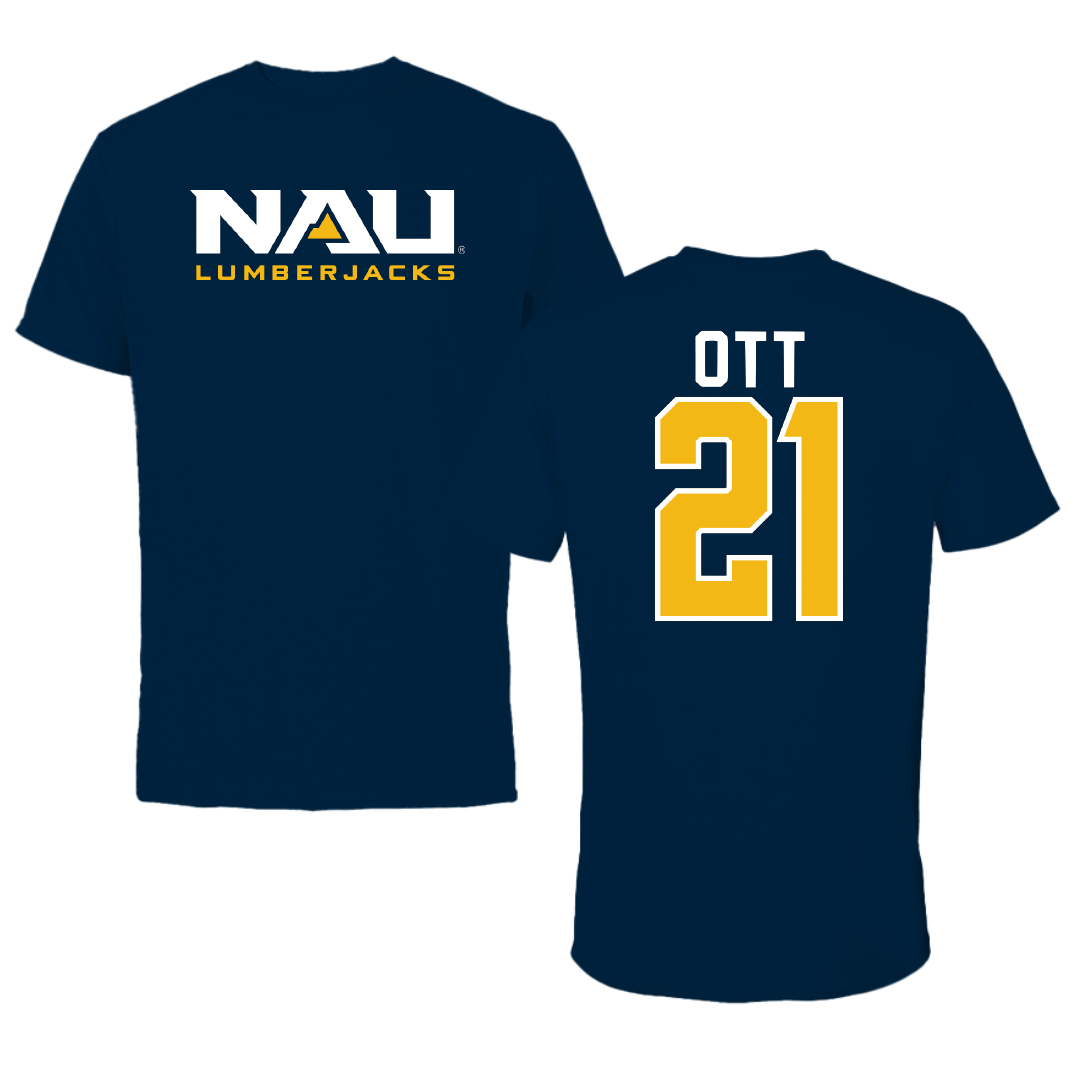 Northern Arizona University Soccer Navy Block Performance Tee - #21 Avery Ott