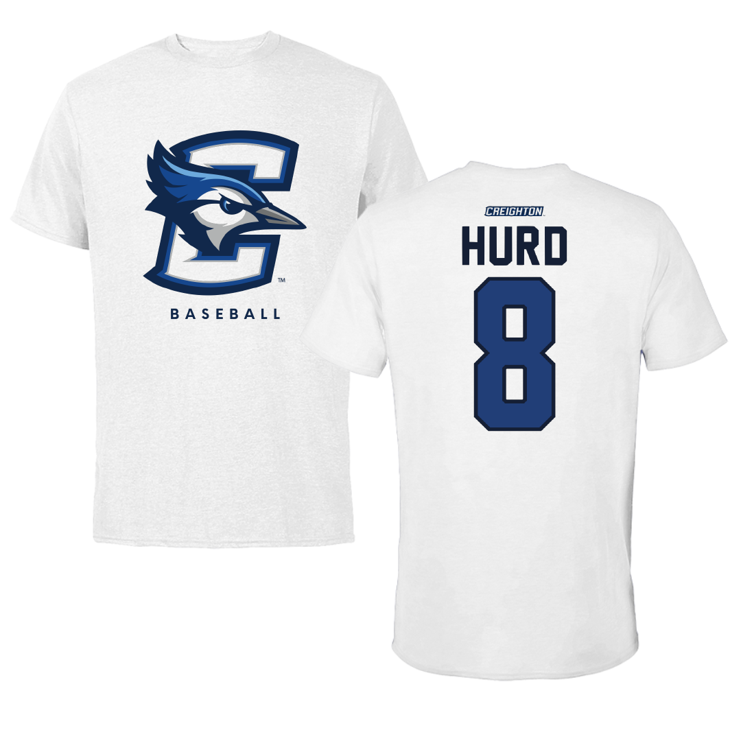Creighton University Baseball White Tee - #8 Eason Hurd