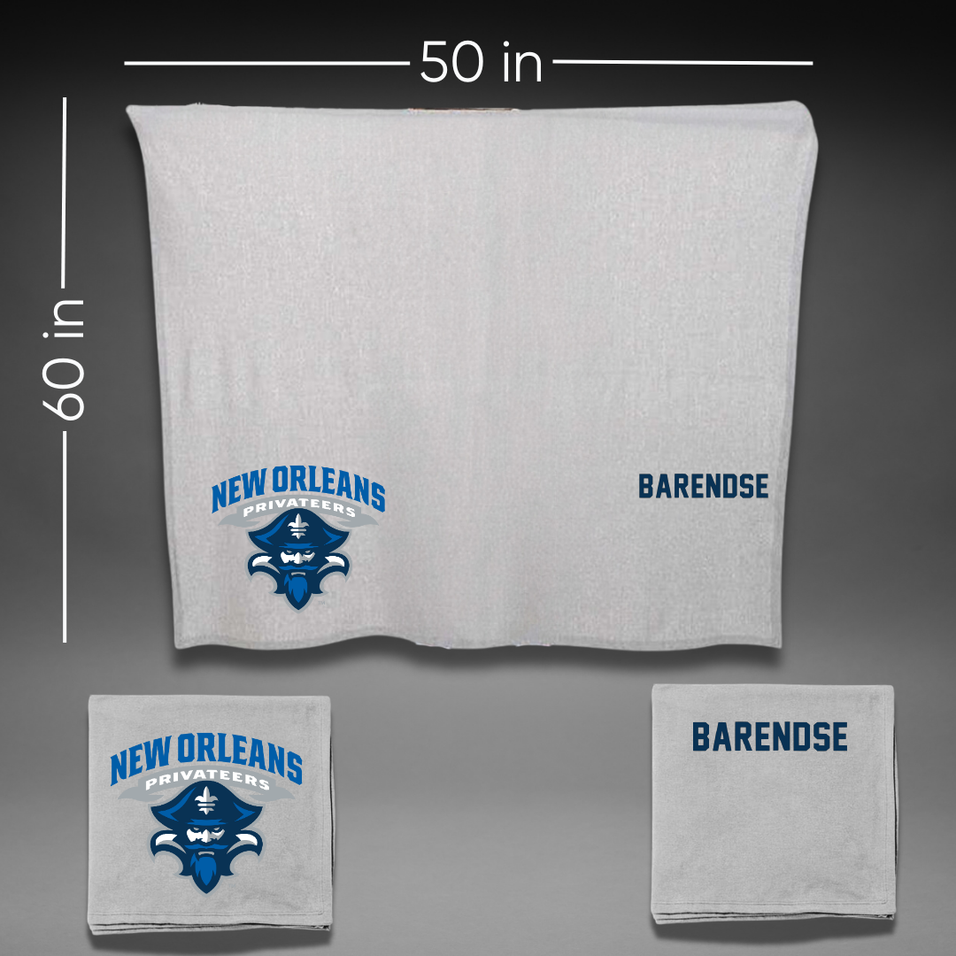 University of New Orleans Tennis Gray Blanket - Laurie Barendse