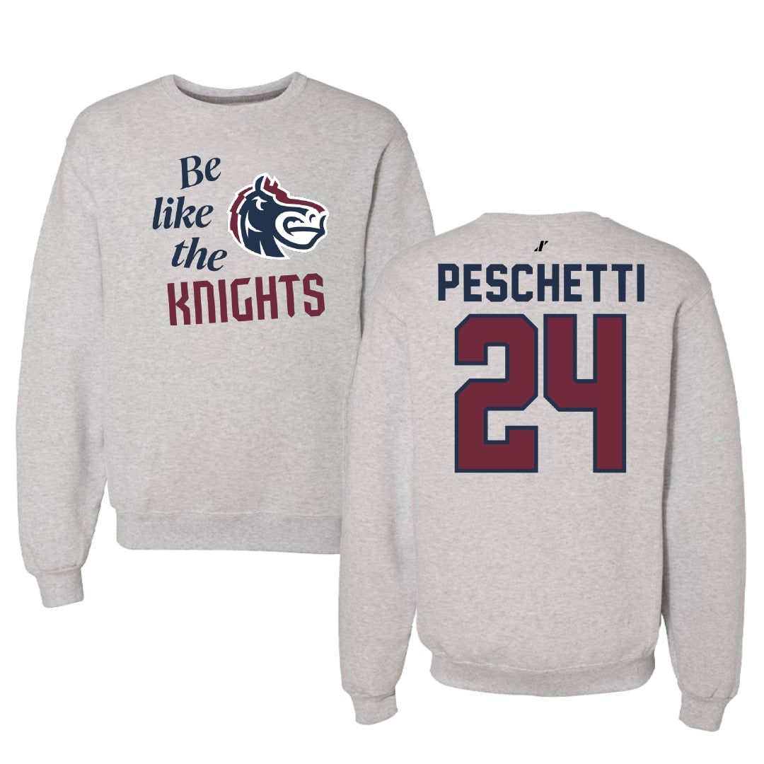 Fairleigh Dickinson University-Metropolitan Campus Soccer Light Gray Be Like Us Crewneck - #24 Daniela Peschetti