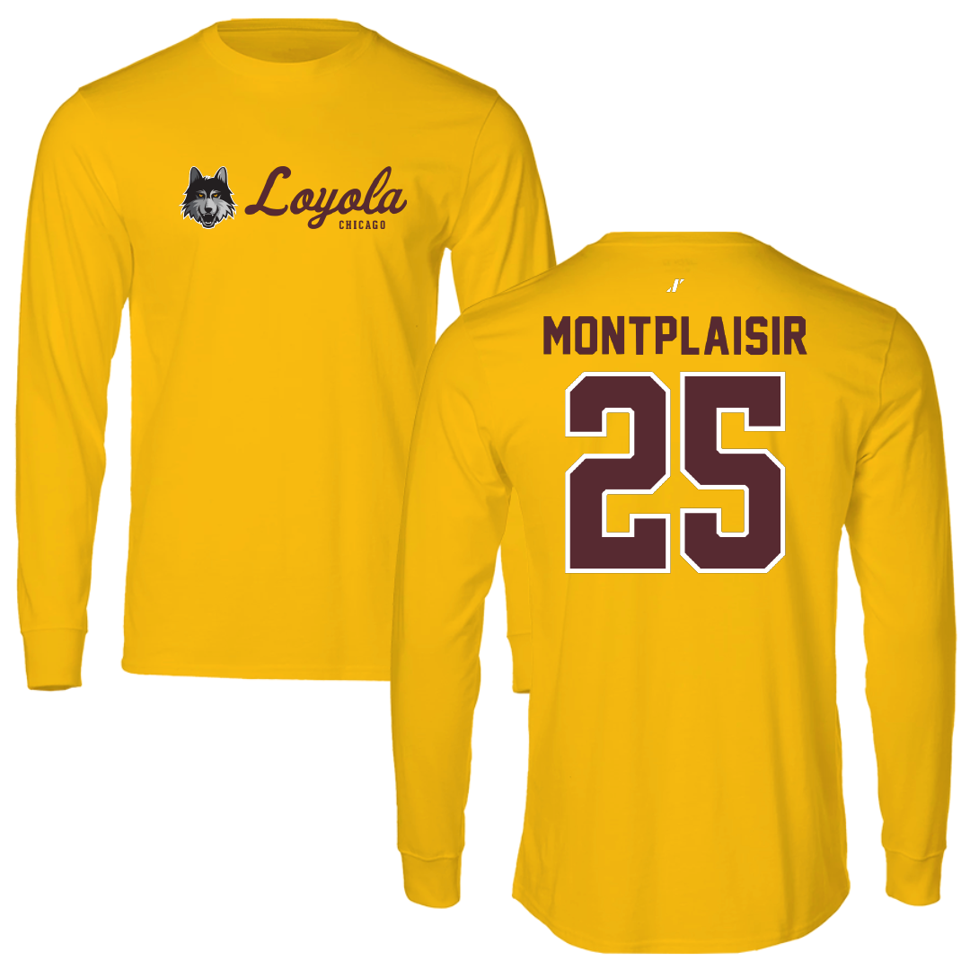 Loyola University-Chicago Volleyball Gold General Performance Long Sleeve - #25 Benjamin Montplaisir