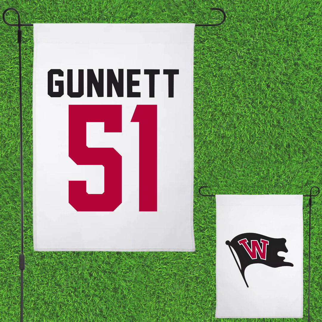 Whitworth University Baseball White Garden Flag - #51 Reed Gunnett