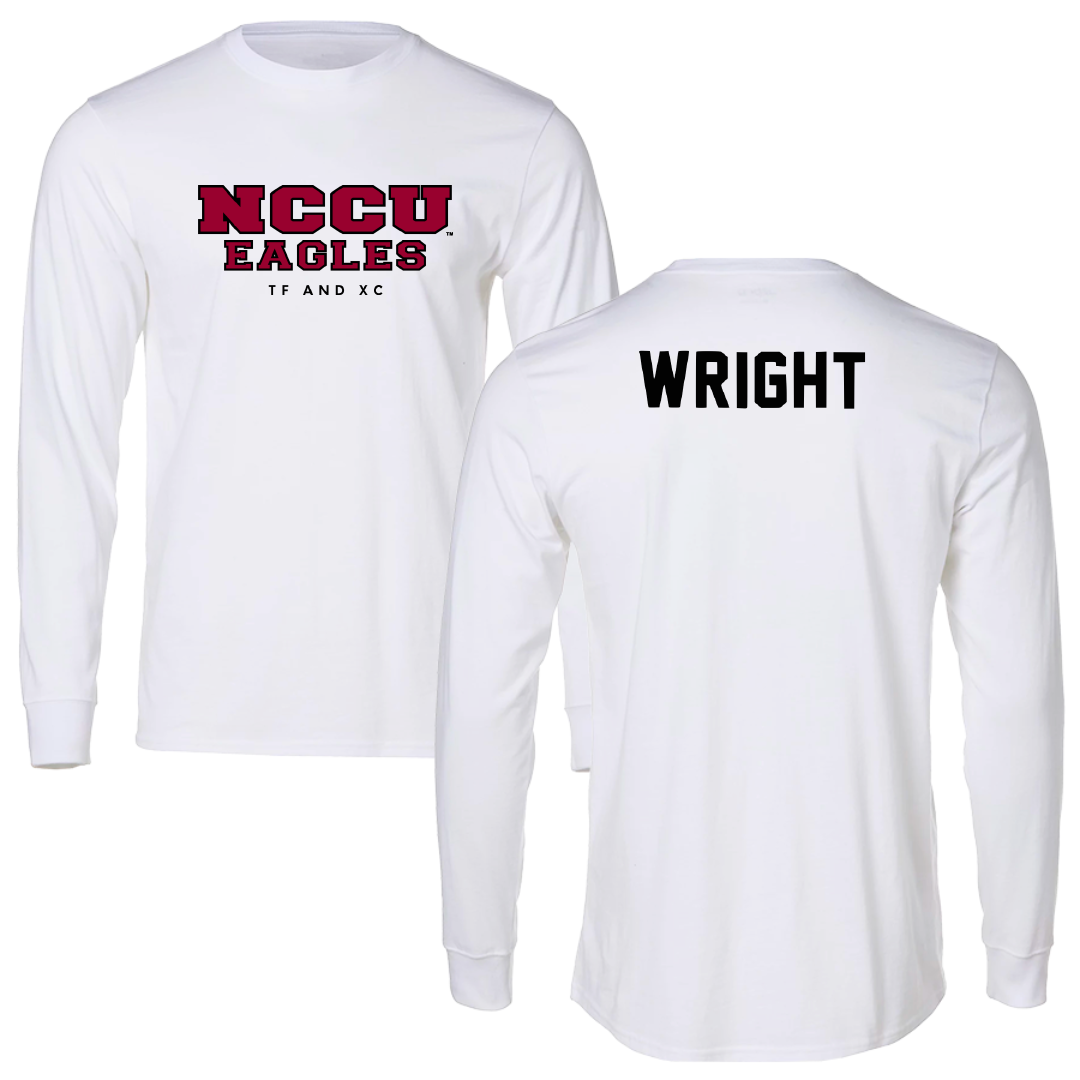 North Carolina Central University TF and XC White Performance Long Sleeve - CJ Wright