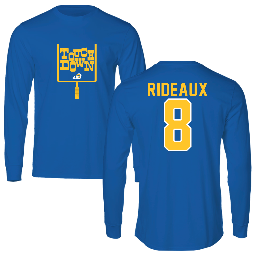 Angelo State University Football Blue Touchdown Performance Long Sleeve - #8 Zorhan Rideaux