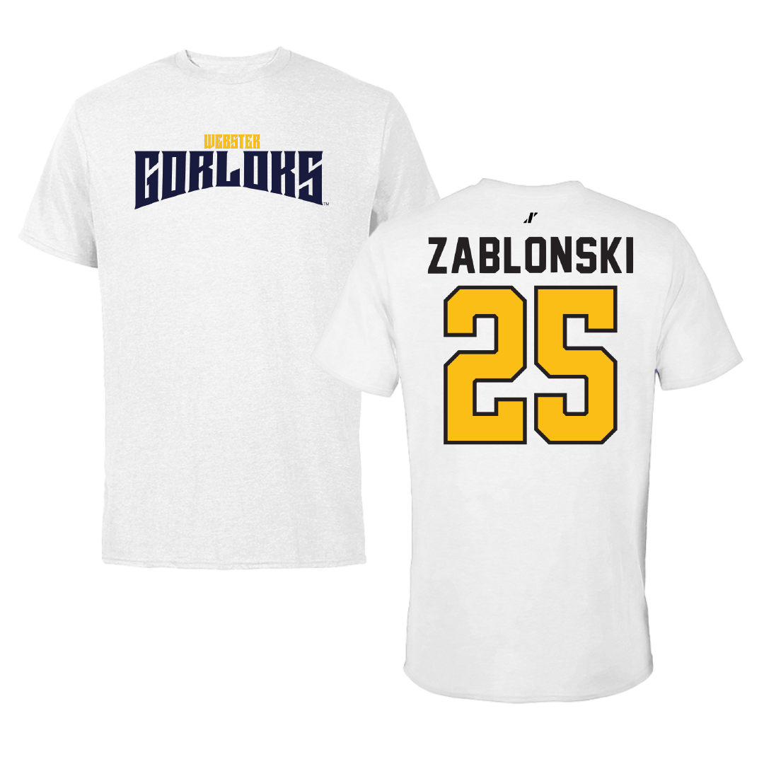 Webster University Volleyball White Classic Performance Tee - #25 Megan Zablonski