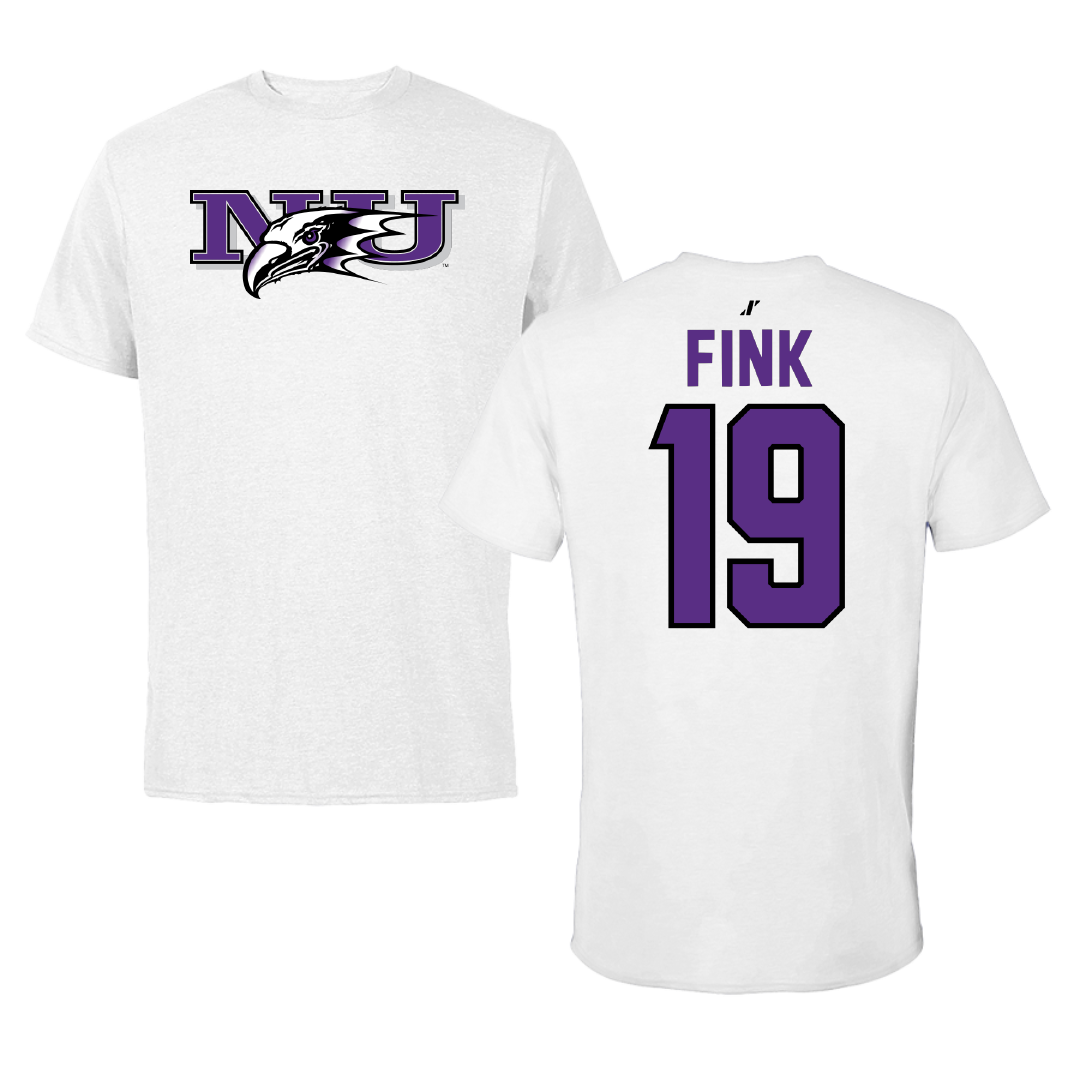 Niagara University Baseball White Tee - #19 Carter Fink