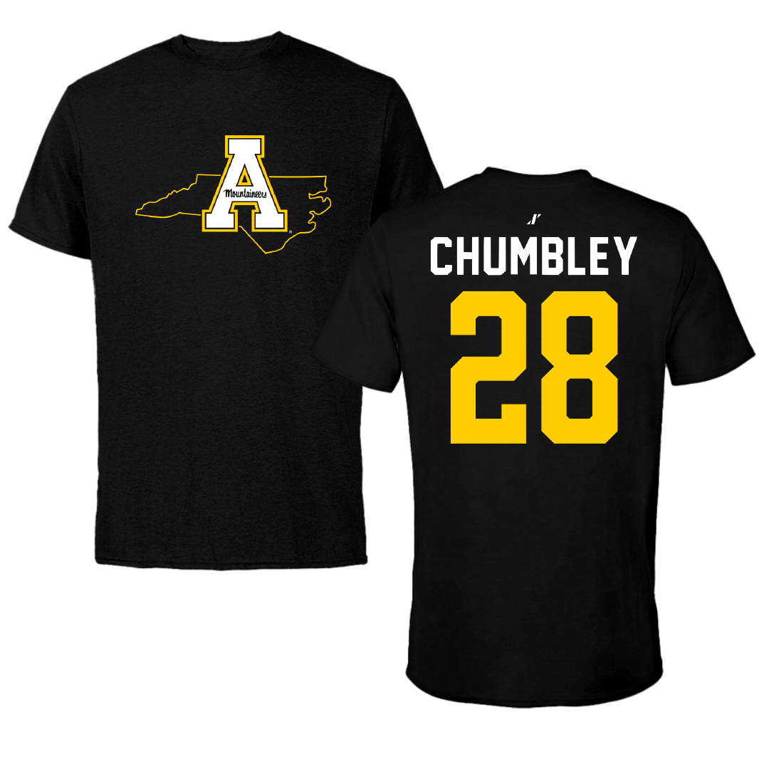 Appalachian State University Softball Black State Tee - #28 Taylor Chumbley
