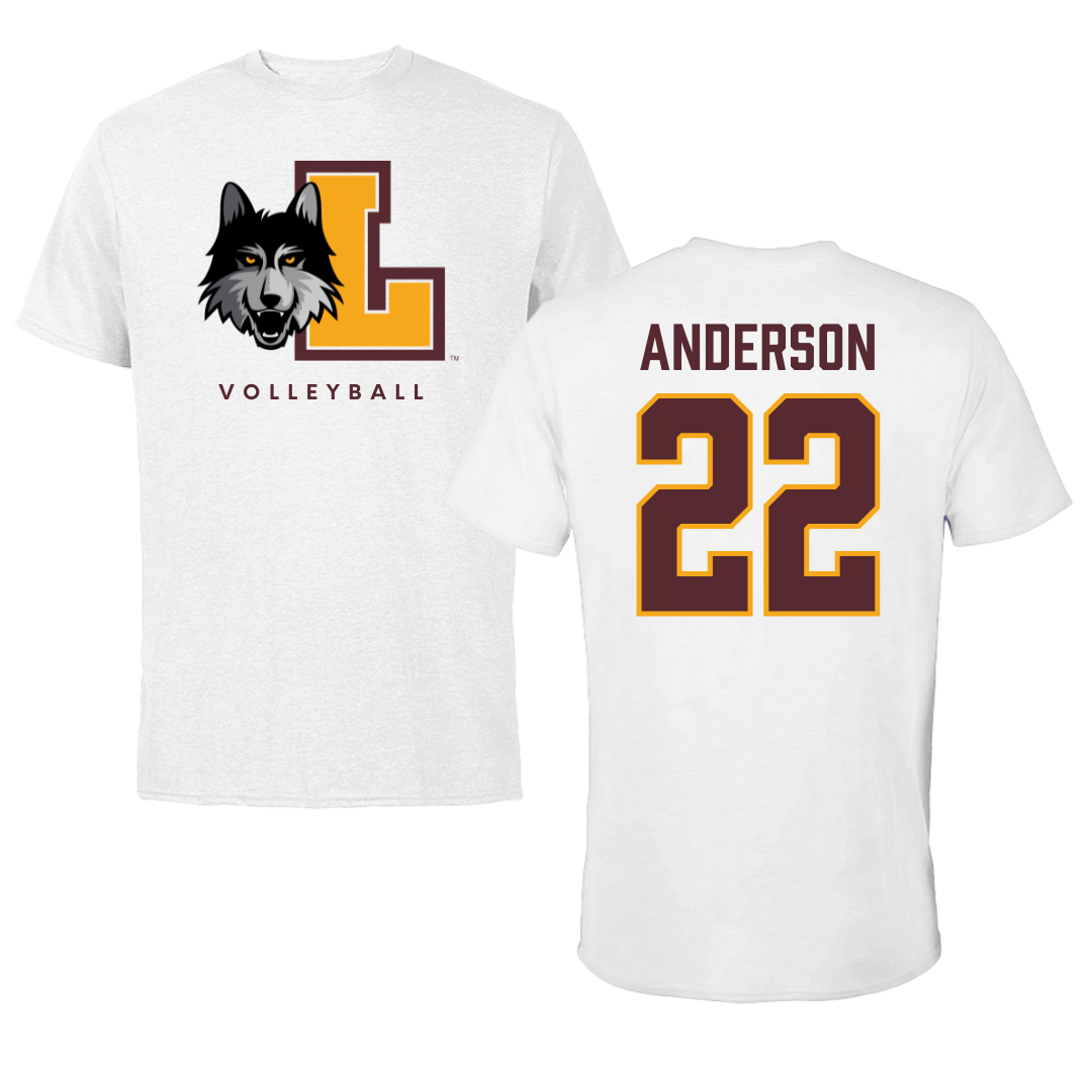 Loyola University-Chicago Volleyball White Performance Tee - #22 Lukas Anderson