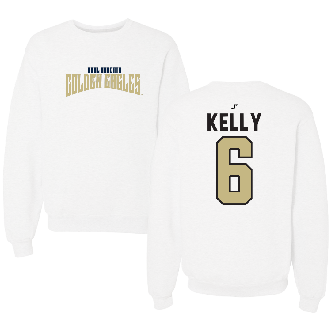Oral Roberts University Baseball White Classic Crewneck - #6 Cooper Kelly
