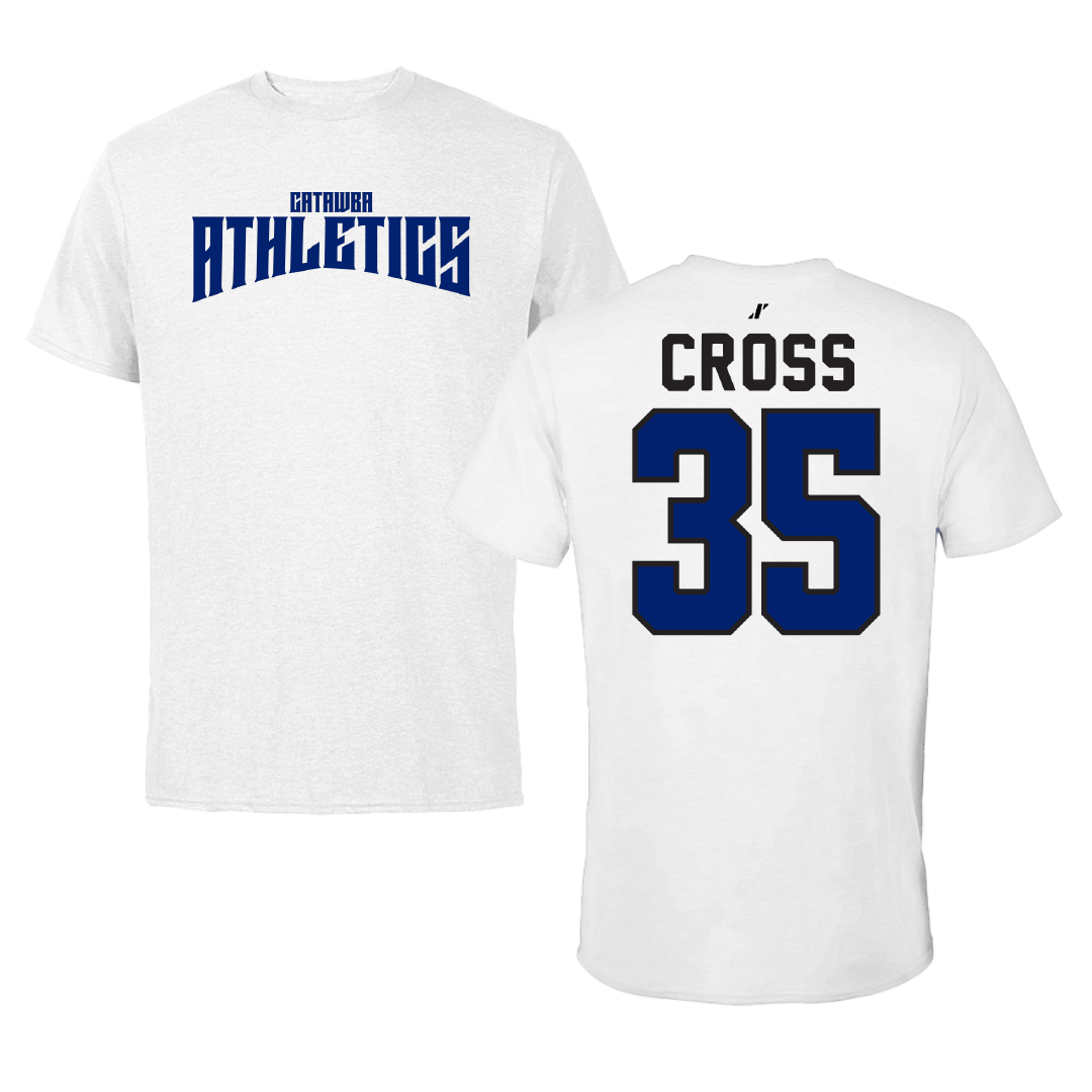 Catawba College Baseball White Classic Tee - #35 Caleb Cross
