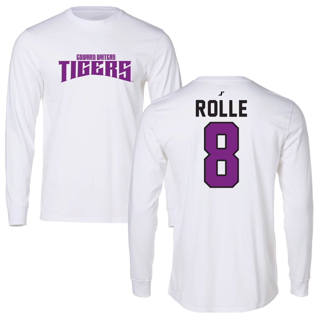 Edward Waters University Football White Classic Performance Long Sleeve - #8 Dartrell Rolle