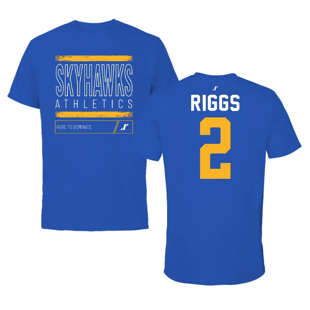 Fort Lewis College Basketball Blue Dominate Tee - #2 AJ Riggs