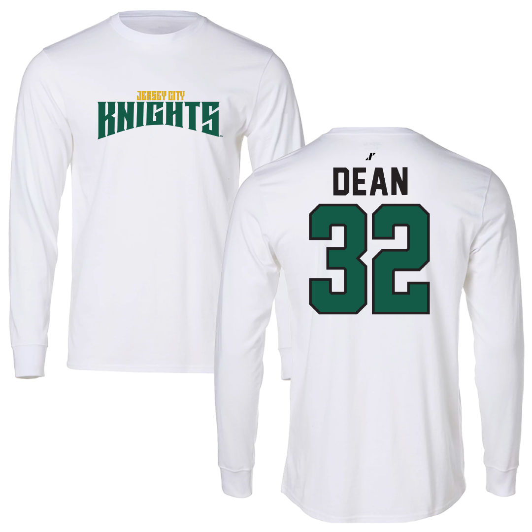 New Jersey City University Baseball White Classic Long Sleeve - #32 Andre Dean