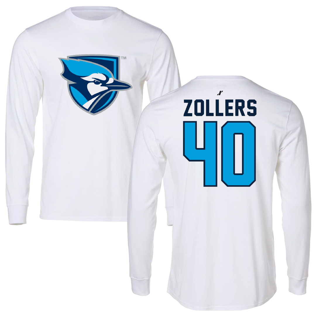 Elmhurst University Football White Performance Long Sleeve - #40 Will Zollers