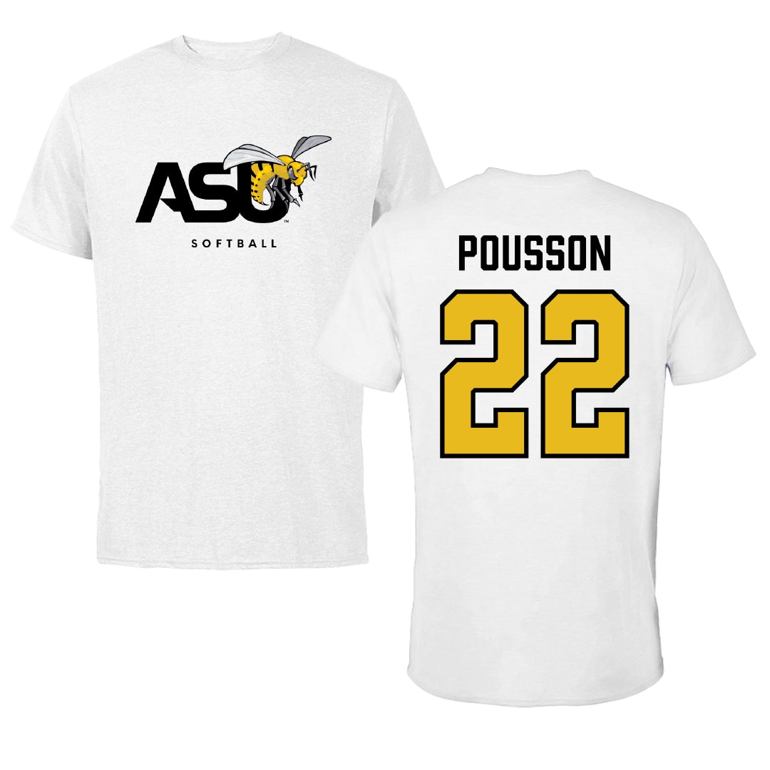 Alabama State University Softball White ASU Tee - #22 Kohanna Pousson