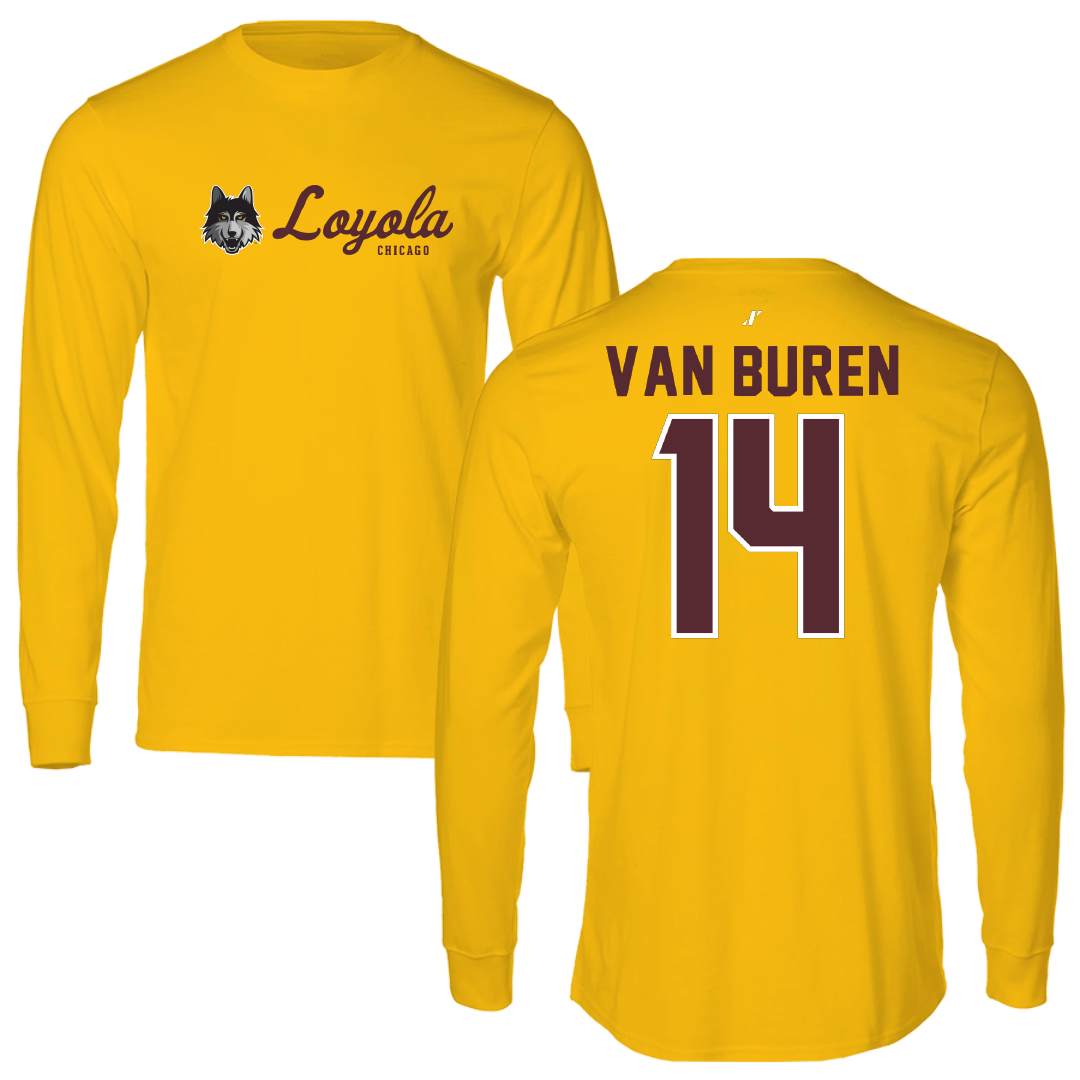 Loyola University-Chicago Volleyball Gold General Performance Long Sleeve - #14 Parker Van Buren