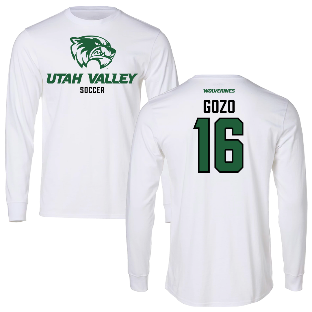 Utah Valley University Soccer White Long Sleeve - #16 Elijah Gozo
