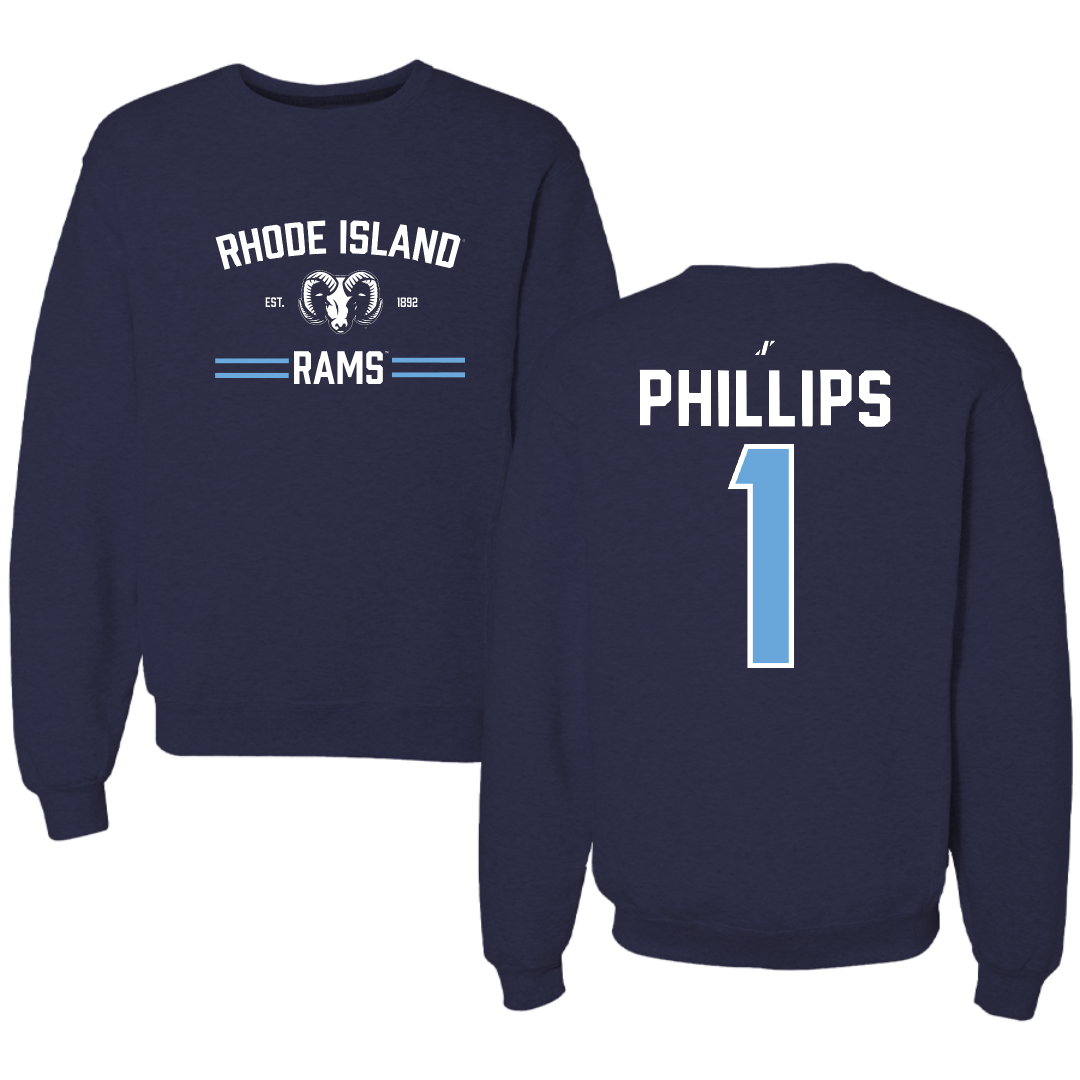 University of Rhode Island Basketball Navy General Crewneck - #1 Sophie Phillips