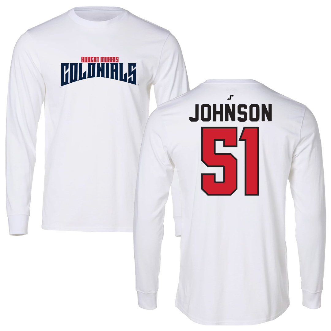Robert Morris University Football White Classic Performance Long Sleeve - #51 David Johnson
