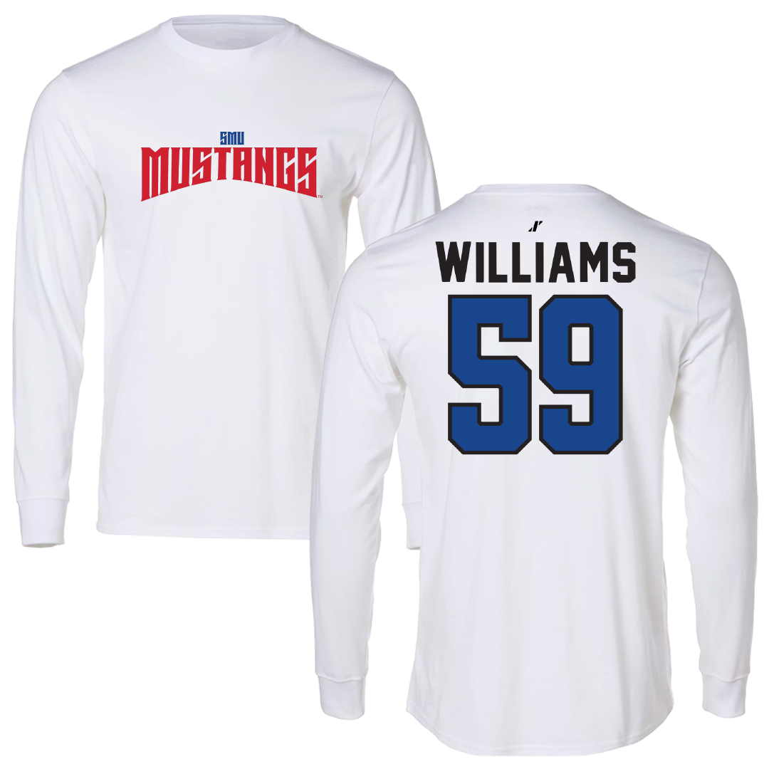 Southern Methodist University Football White Classic Performance Long Sleeve - #59 PJ Williams