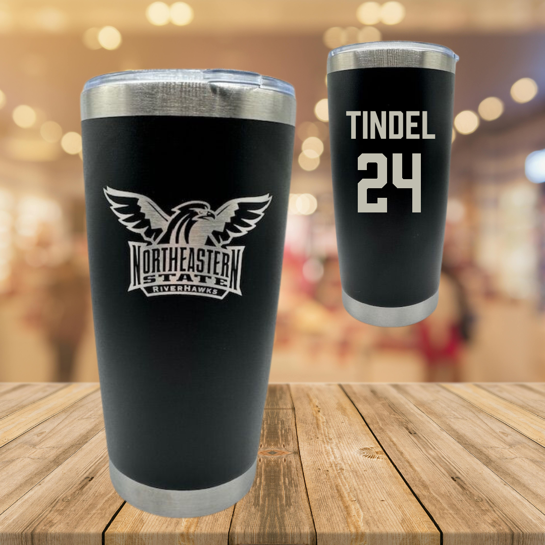 Northeastern State University Softball Black Stainless Steel Tumbler - #24 Korynn Tindel