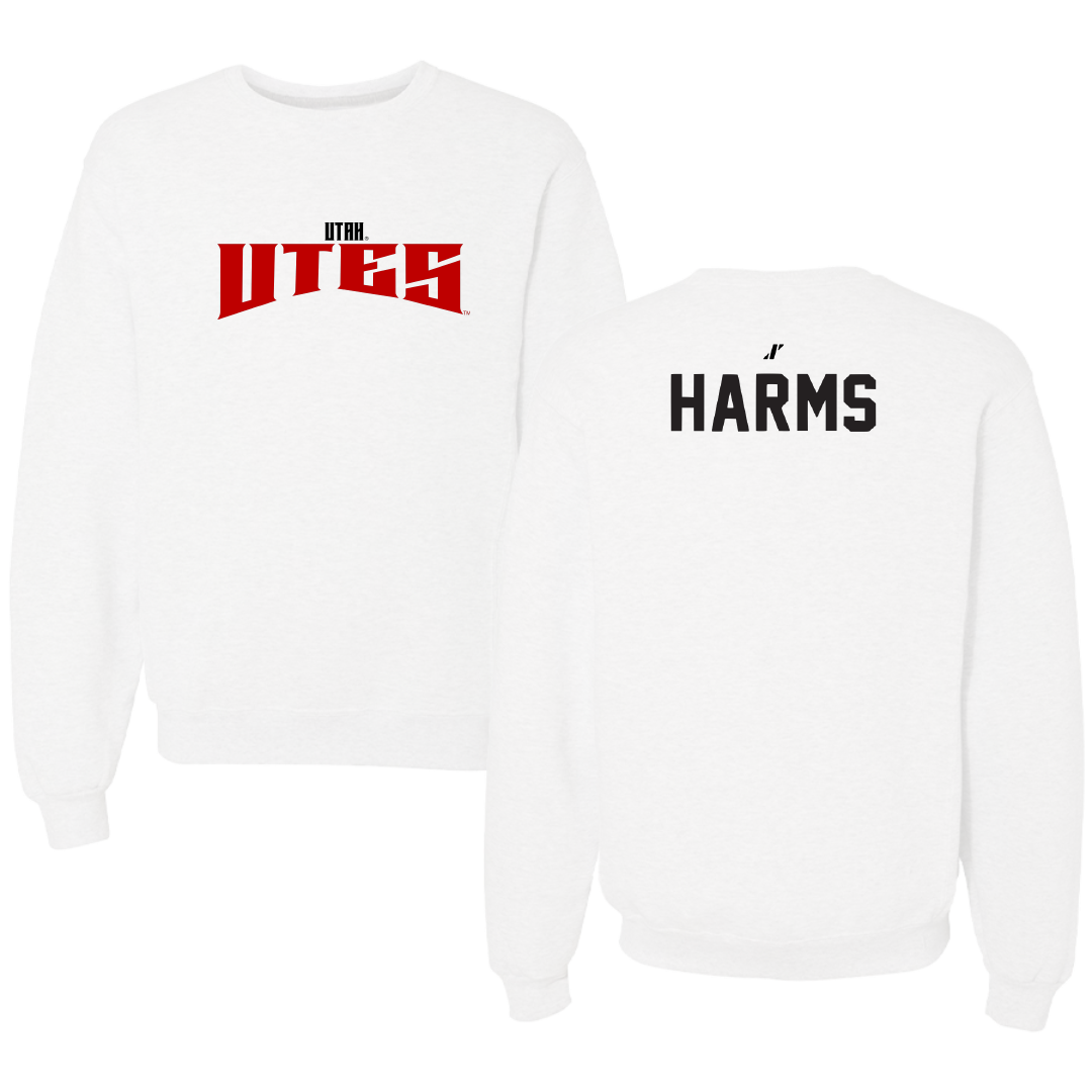 University of Utah Swimming & Diving White Classic Crewneck - Ike Harms