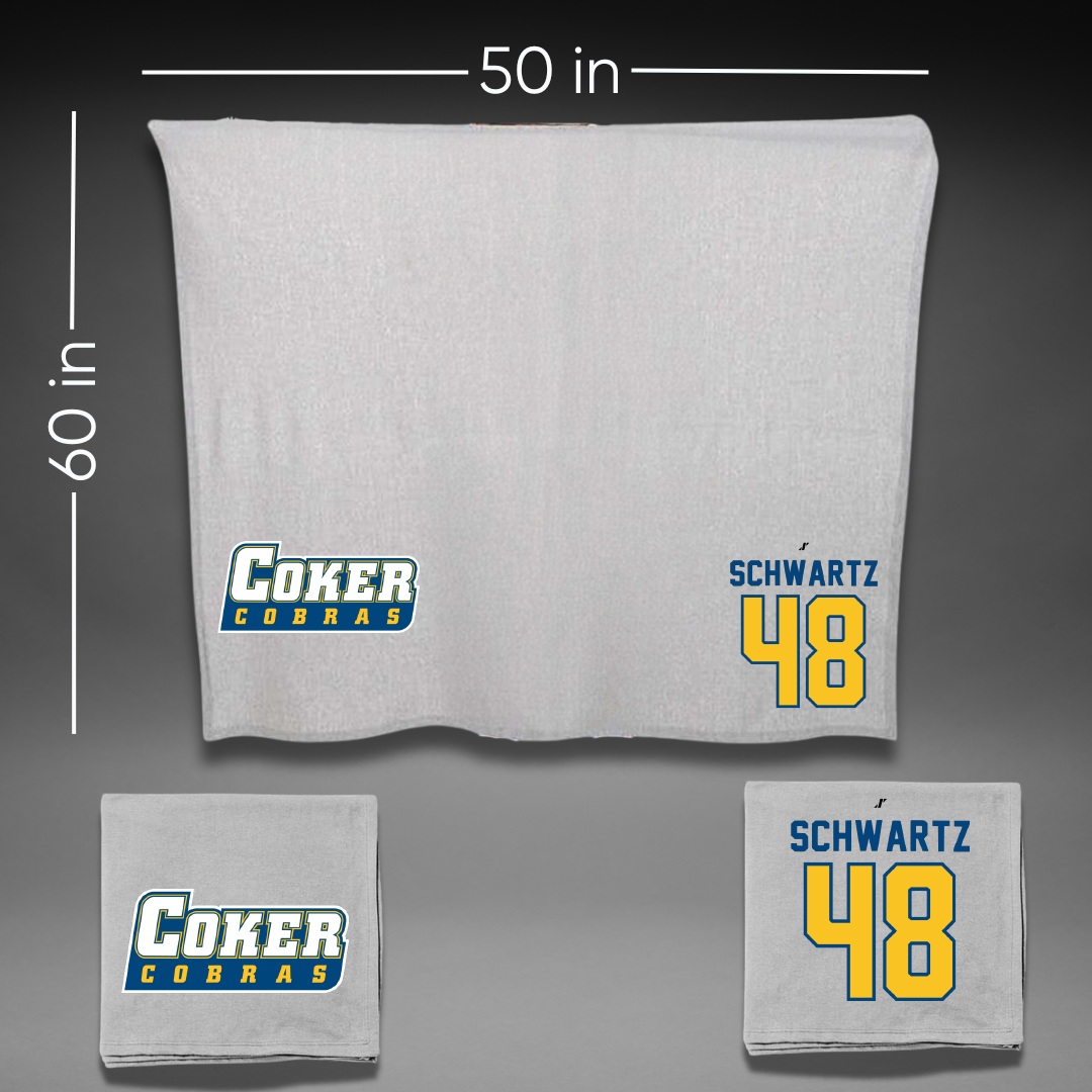 Coker University Soccer Gray Blanket - #48 Tyler Schwartz