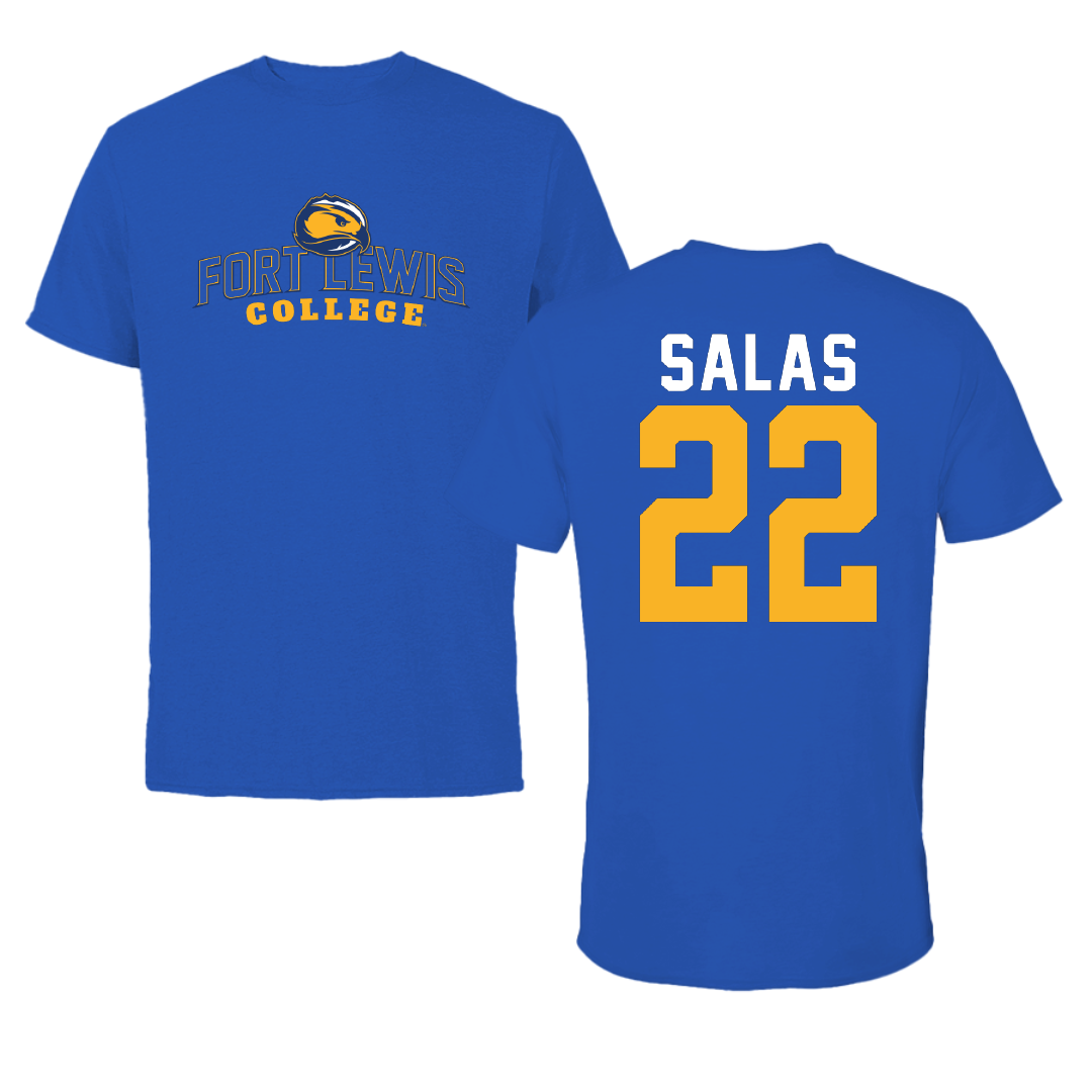Fort Lewis College Soccer Blue Performance Tee - #22 Ashlyn Salas