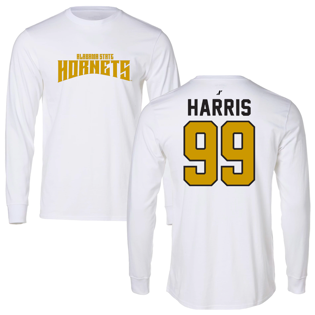 Alabama State University Volleyball White Classic Performance Long Sleeve - #99 Lyndsay Harris