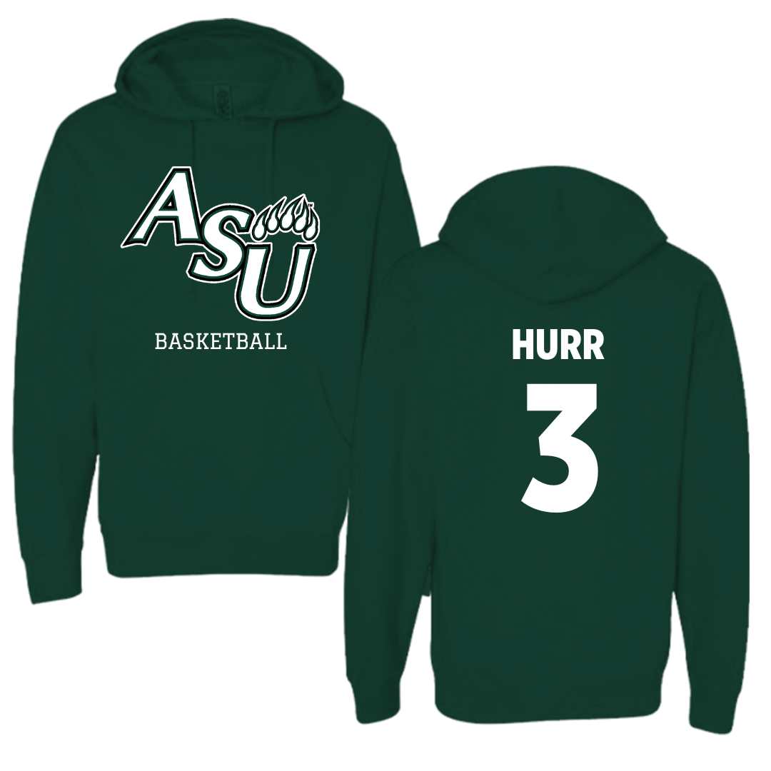 Adams State University Basketball Forest Green Block Hoodie - #3 Alex Hurr