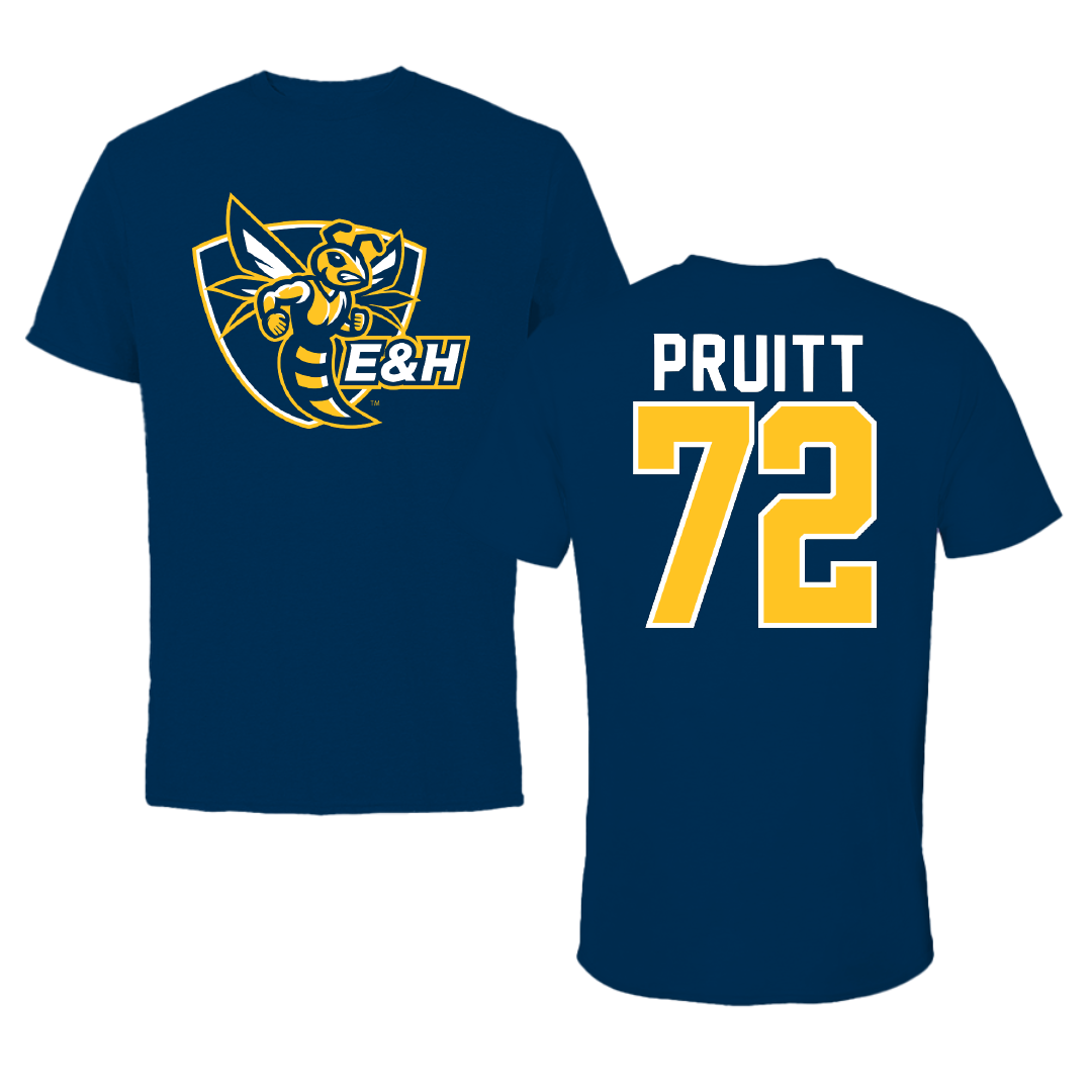 Emory & Henry College Football Navy Tee - #72 Kole Pruitt
